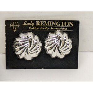 Vintage Lady Remington Chunky Earrings Lia Sophia Rare 80s/90s Color Silver